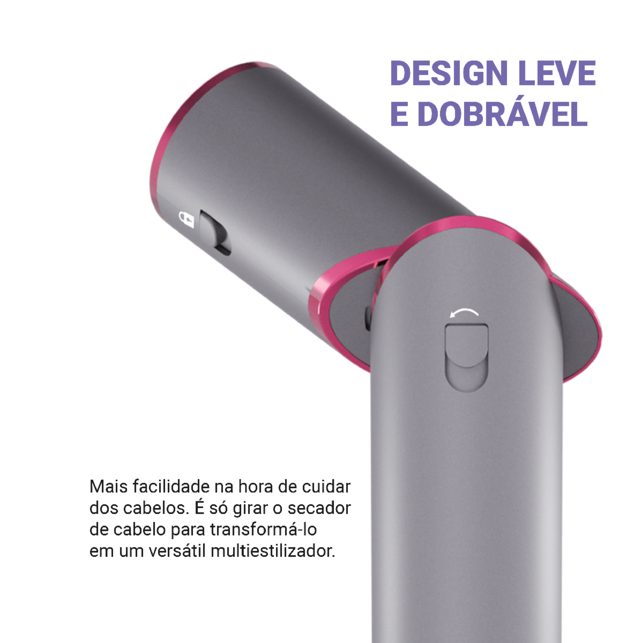 Secador de Cabelo Philco Tecnologia Fast Dry 1450W Cinza e Rosa 220V