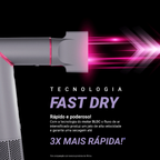 Secador de Cabelo Philco Tecnologia Fast Dry 1450W Cinza e Rosa 220V