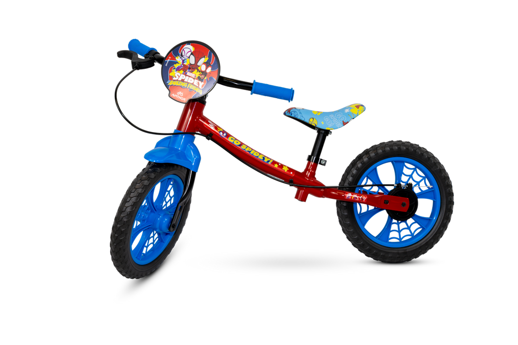Bicicleta Nathor Aro 12 Balance Bike Spider-man Sem Pedal Azul e Vermelho