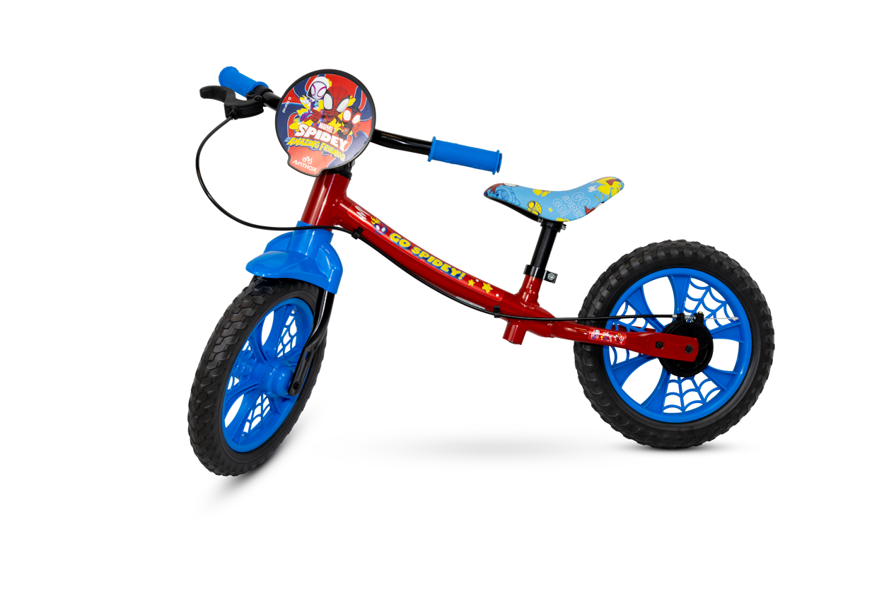 Bicicleta Nathor Aro 12 Balance Bike Spider-man Sem Pedal Azul e Vermelho