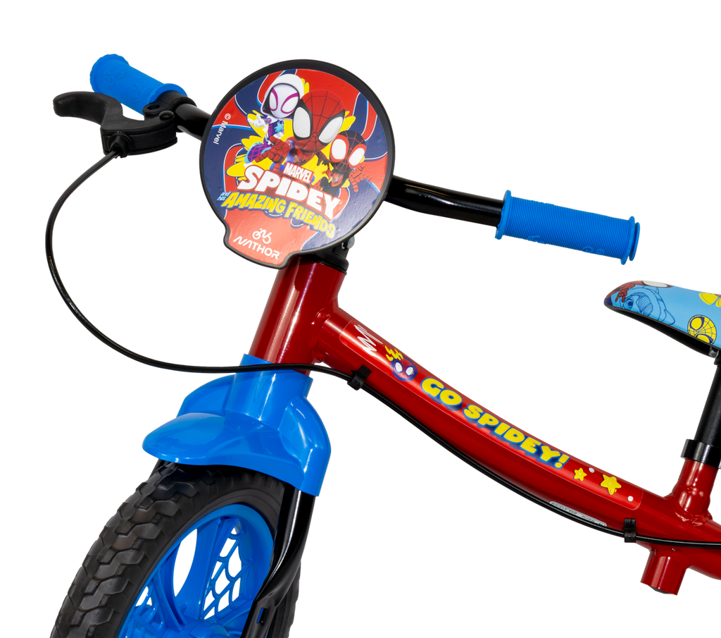 Bicicleta Nathor Aro 12 Balance Bike Spider-man Sem Pedal Azul e Vermelho