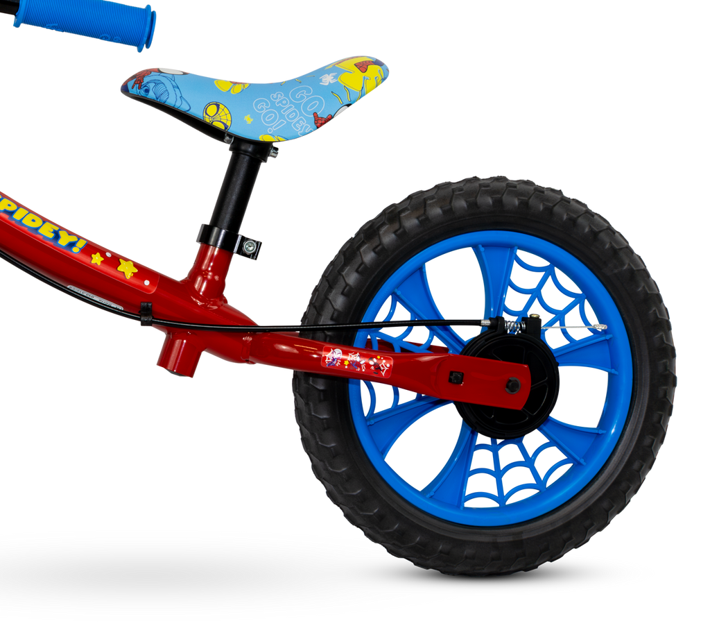 Bicicleta Nathor Aro 12 Balance Bike Spider-man Sem Pedal Azul e Vermelho