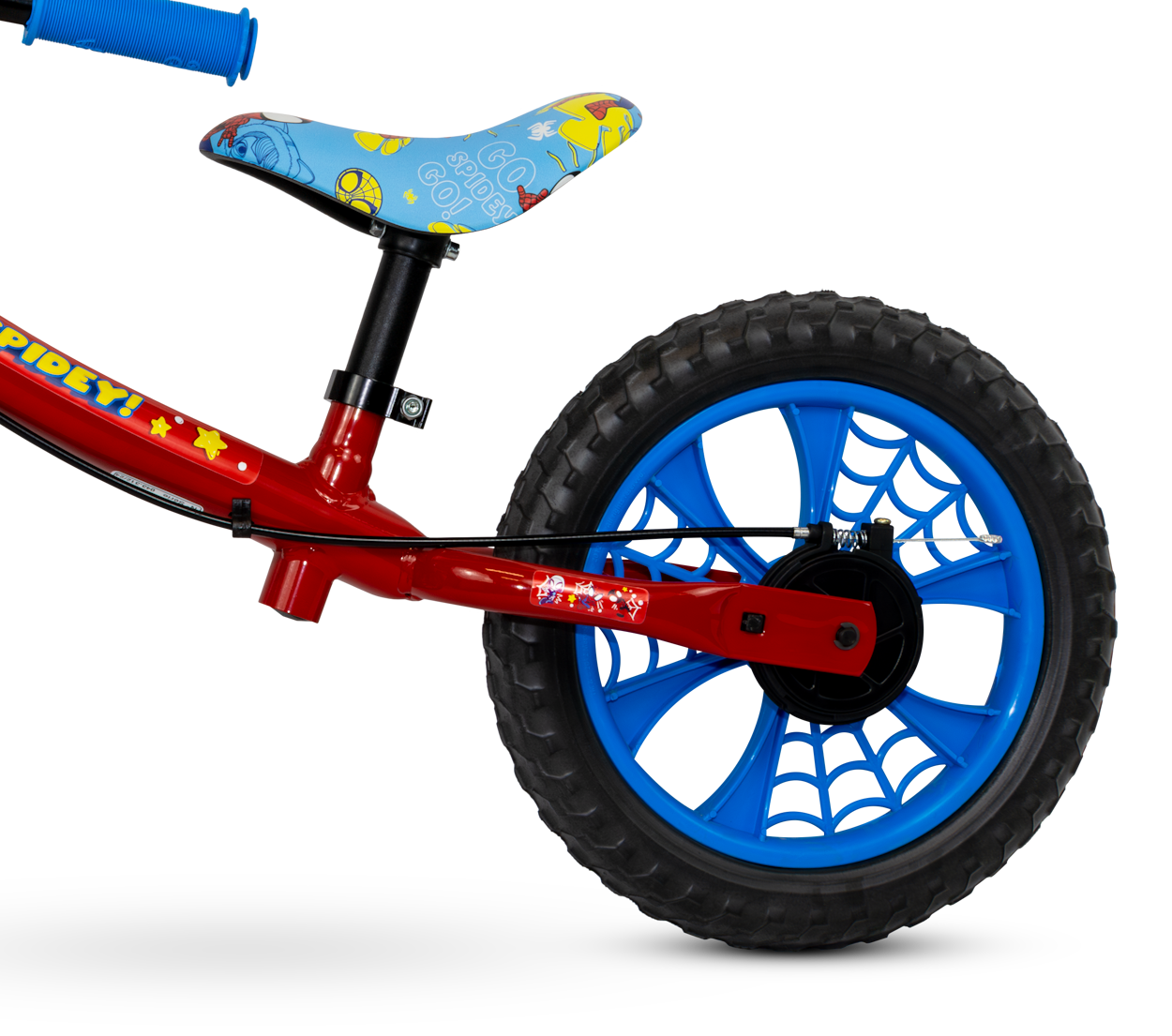 Bicicleta Nathor Aro 12 Balance Bike Spider-man Sem Pedal Azul e Vermelho