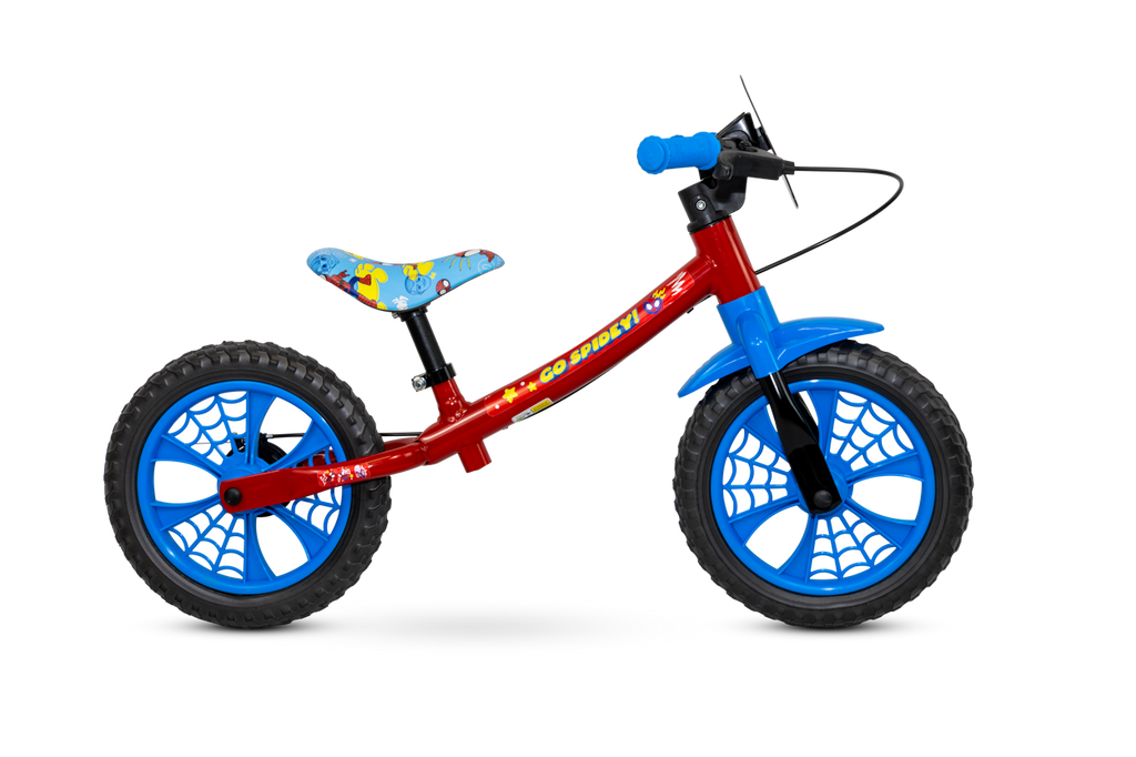 Bicicleta Nathor Aro 12 Balance Bike Spider-man Sem Pedal Azul e Vermelho