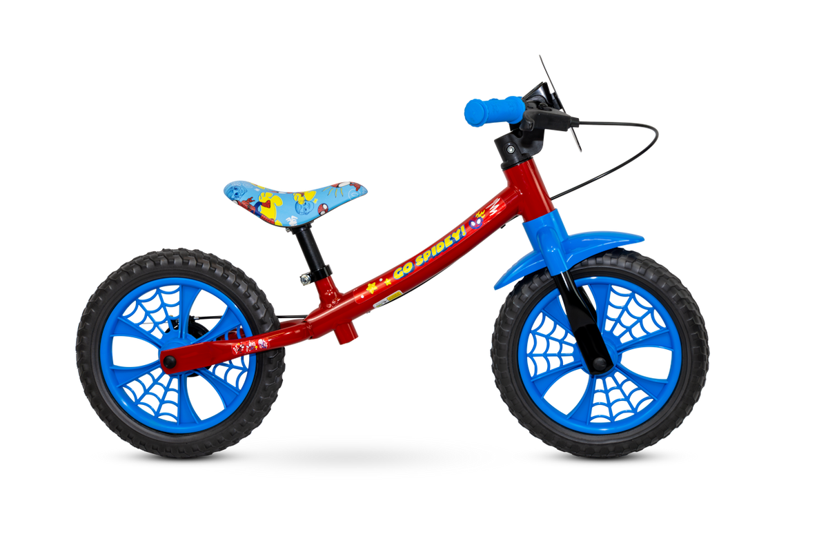Bicicleta Nathor Aro 12 Balance Bike Spider-man Sem Pedal Azul e Vermelho