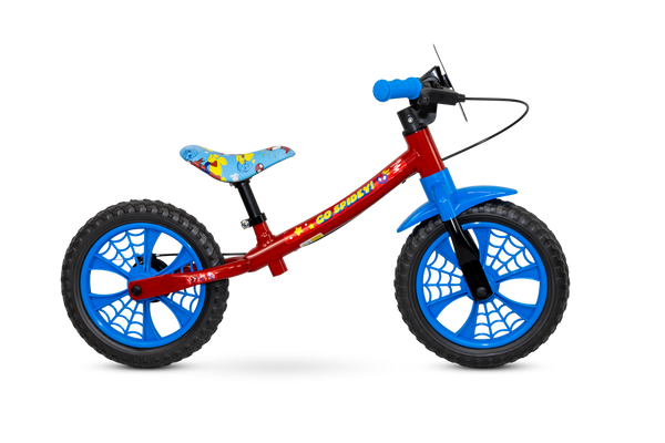 Bicicleta Nathor Aro 12 Balance Bike Spider-man Sem Pedal Azul e Vermelho