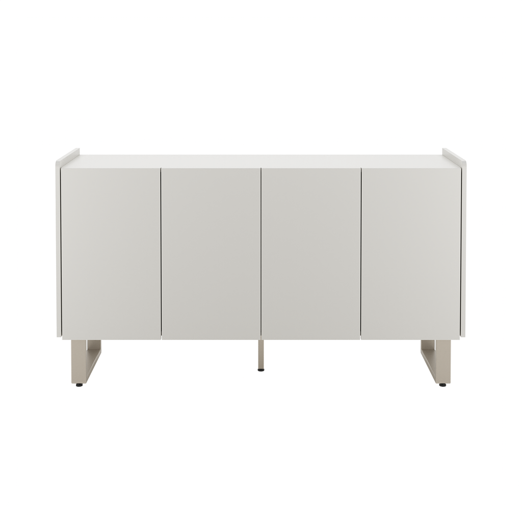 Balcão Buffet Arcadia Província 137cm 4 Portas Off White e Champanhe