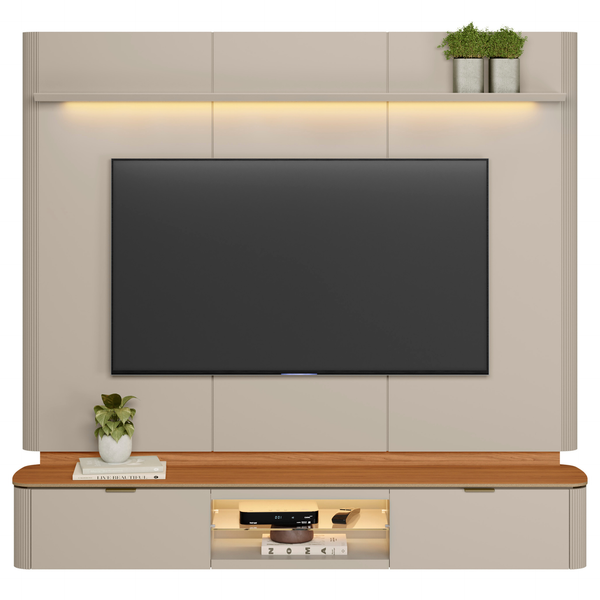 Home Painel Suspenso Ferrara Linea 180cm com Led Canela e Off White