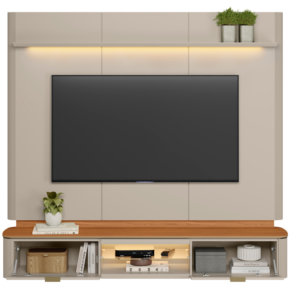 Home Painel Suspenso Ferrara Linea 180cm com Led Canela e Off White