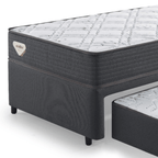 Conjunto Cama Box Adapto Solteiro Ecoflex 88x138x61cm Molas Ensacadas Grafite