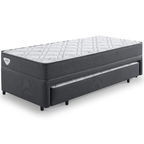 Conjunto Cama Box Adapto Solteiro Ecoflex 88x138x61cm Molas Ensacadas Grafite