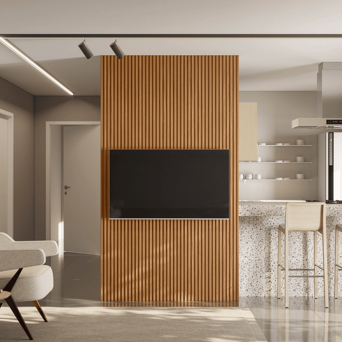 Painel Modular Ripado Linea 141cm Nature