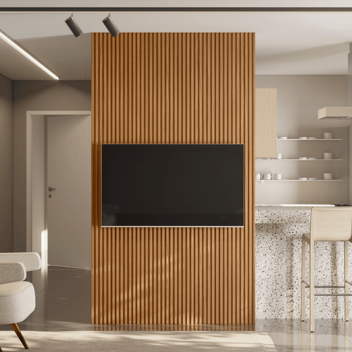 Painel Modular Ripado Linea 141cm Nature
