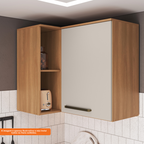 Armário Aéreo de Canto Cozinha Isabelle Delmarco 97cm 1 Porta Freijó e Arenas