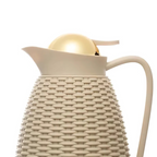 Garrafa Térmica Rojemac  New Rattan  com Tampa Dourada  1L Bege