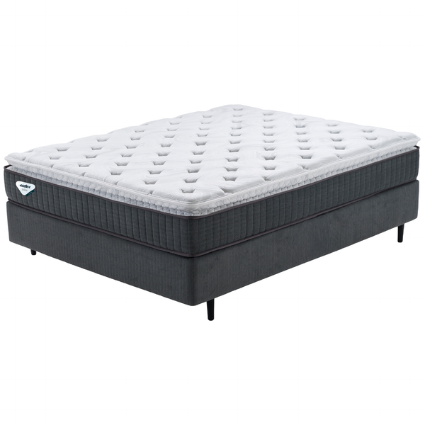 Conjunto Cama Box Comfy Casal Ecoflex 138x188x76cm Molas Ensacadas Grafite