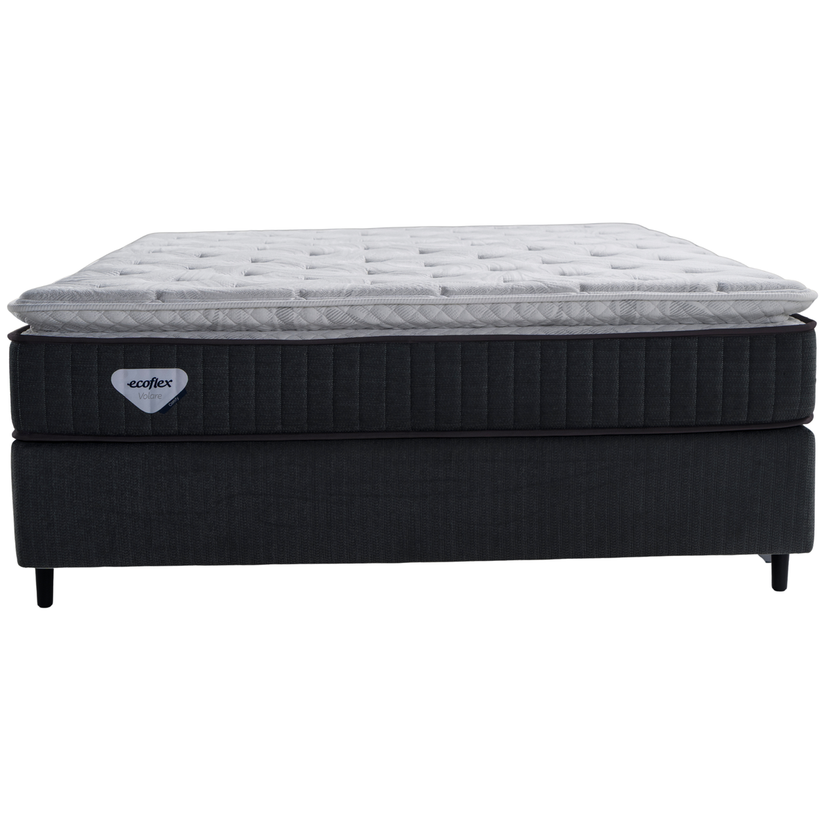 Conjunto Cama Box Comfy Casal Ecoflex 138x188x76cm Molas Ensacadas Grafite
