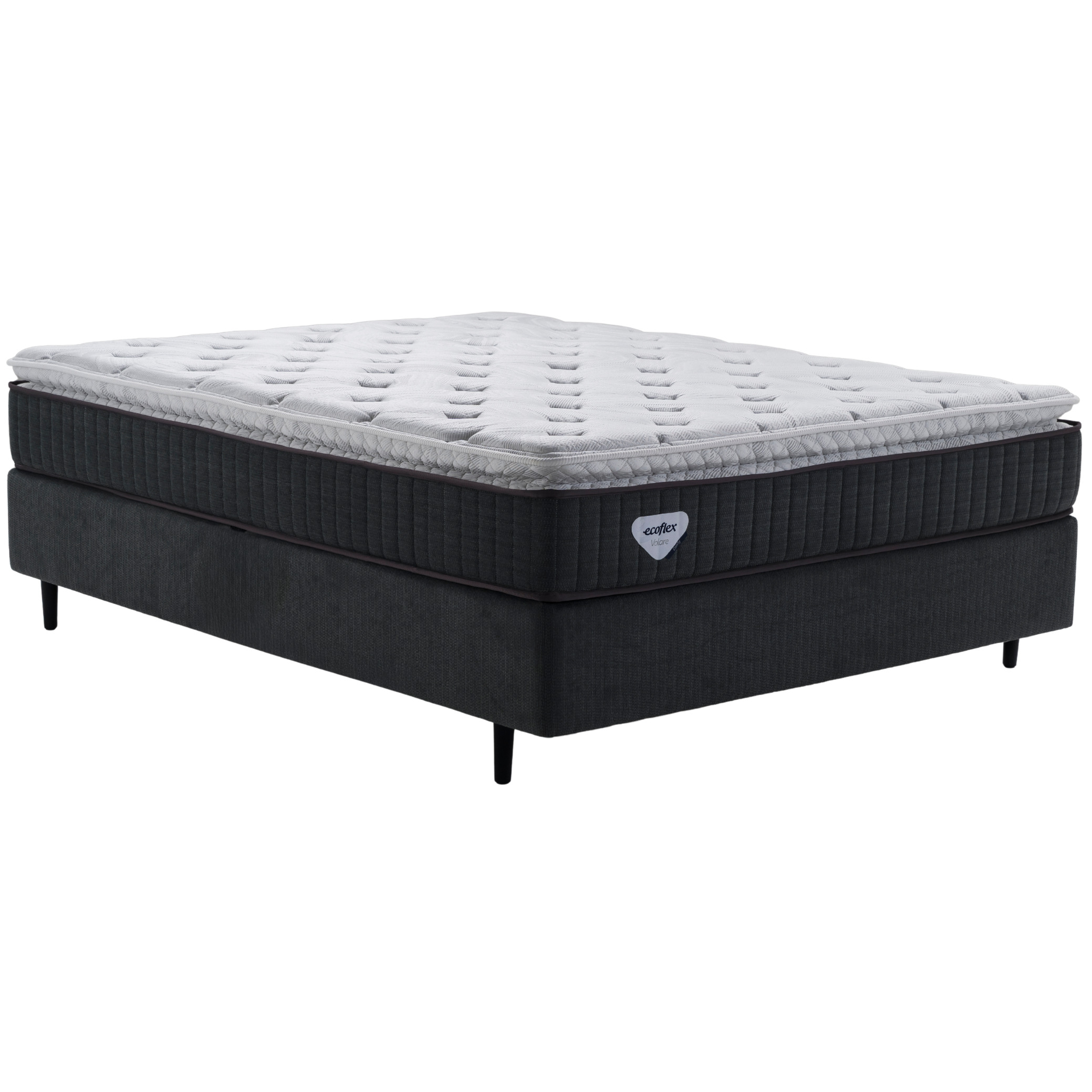 Conjunto Cama Box Comfy Casal Ecoflex 138x188x76cm Molas Ensacadas Grafite
