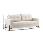 Sofá Living MH4229 227cm Herval 2 Assentos Pé Madeira Linho Areia