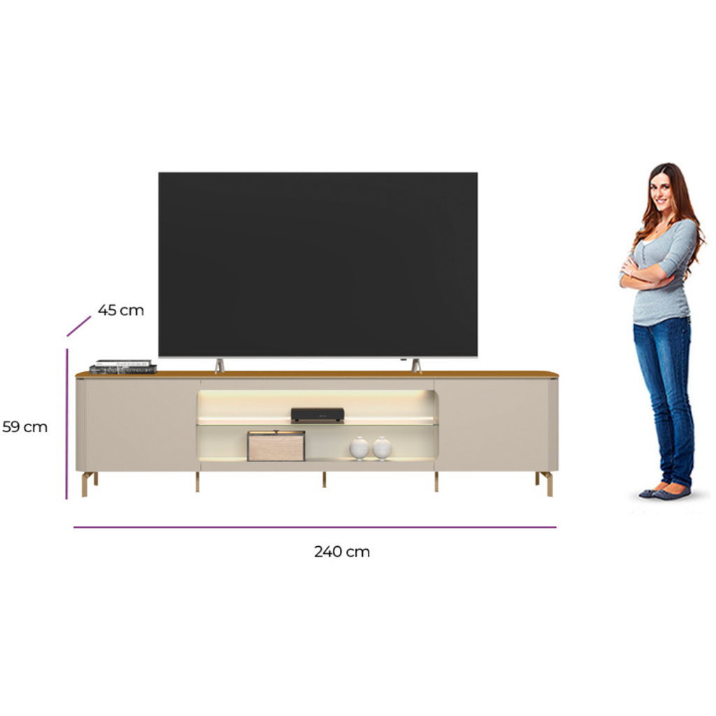 Rack Santorini Linea 239cm com LED Tauari e Off White