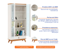 Cristaleira 100% MDF C704 Dalla Costa 2 Portas 1 Gaveta Off White e Freijó