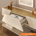 Aparador Liara DJ Móveis 140cm 1 Gaveta Off White Pés em Dourado