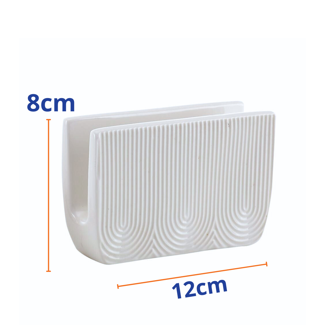 Porta Guardanapo de Cerâmica Etilux Oasis 12cm Branco