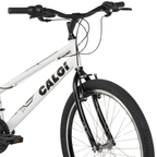 Bicicleta Caloi Aro 24 Max Freio V-Brake 21 Velocidades Branco e Preto