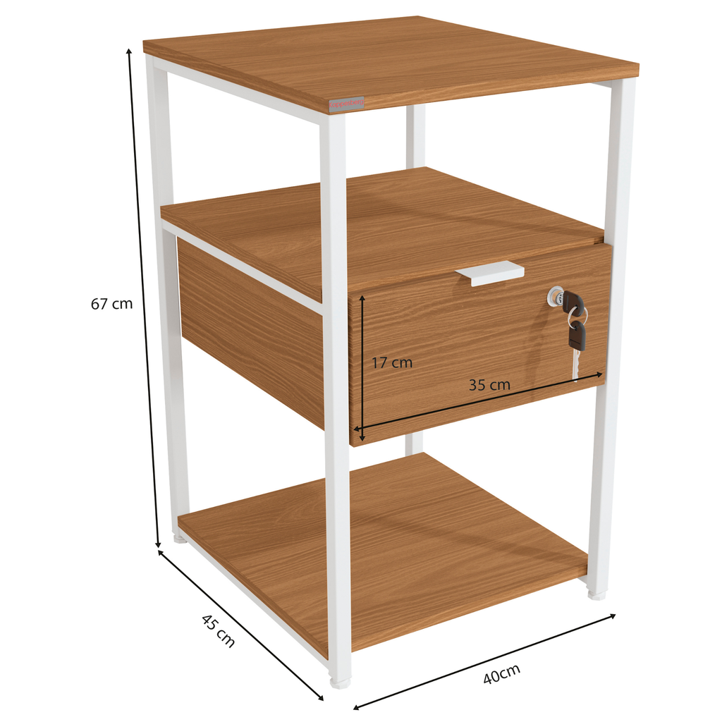 Mesa de Cabeceira Industrial Kappesberg LI046 Canela e Branco