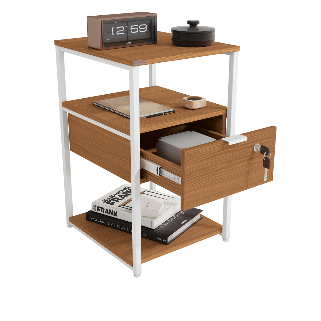 Mesa de Cabeceira Industrial Kappesberg LI046 Canela e Branco