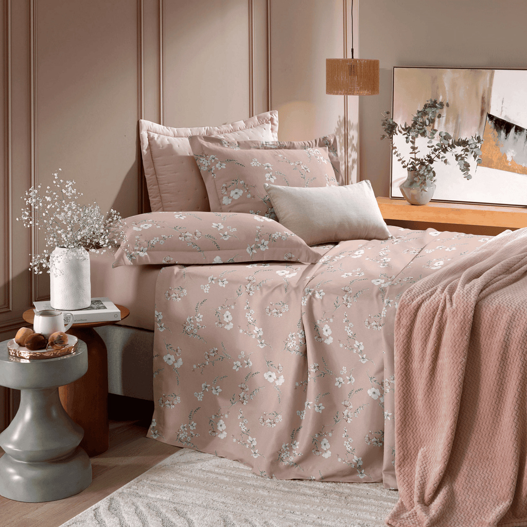 Jogo de Roupa de Cama Queen 4 Peças Hedrons Toque de Algodão Essenza