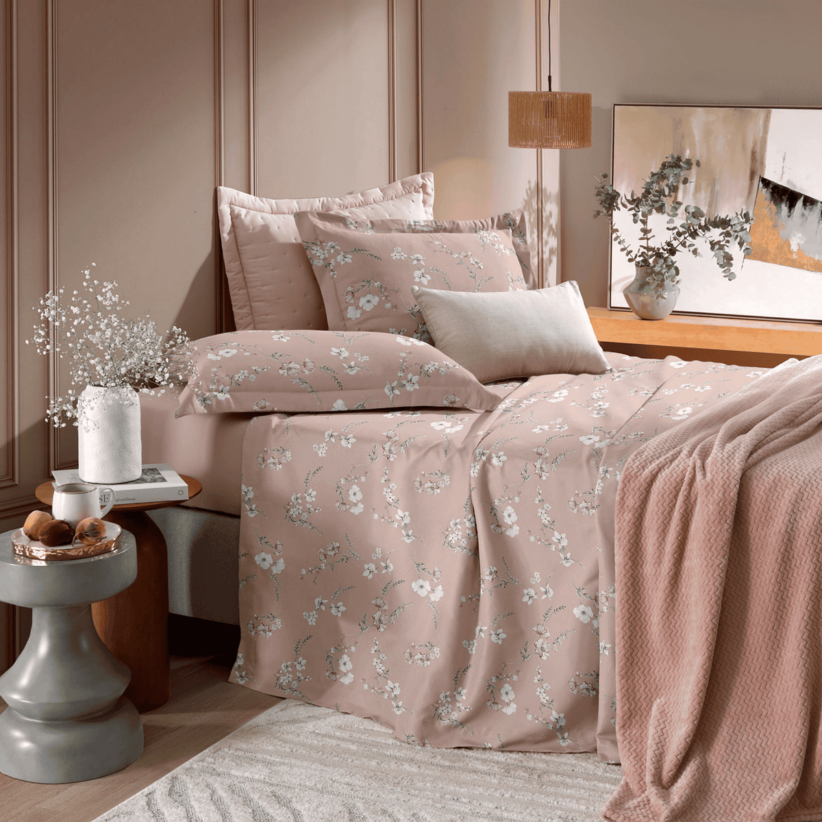 Jogo de Roupa de Cama Queen 4 Peças Hedrons Toque de Algodão Essenza