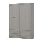 Roupeiro Americano Henn 159cm 4 Portas 4 Gavetas Cinza