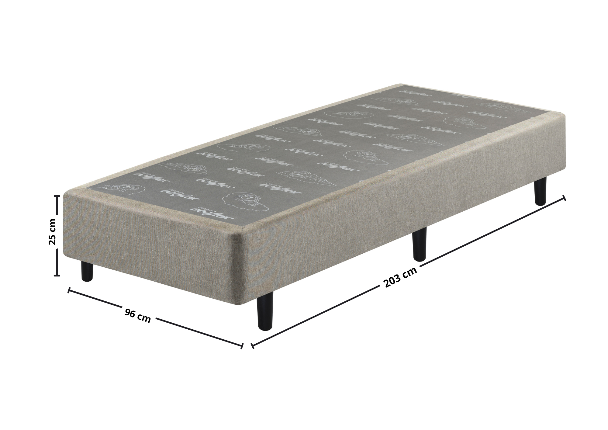 Base Para Colchão Ecoline D-40 Solteiro Queen Ecoflex 96x203x25cm Cinza