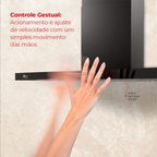 Coifa de Parede Fischer Platinium 90cm Controle por Gesto Preto 220V