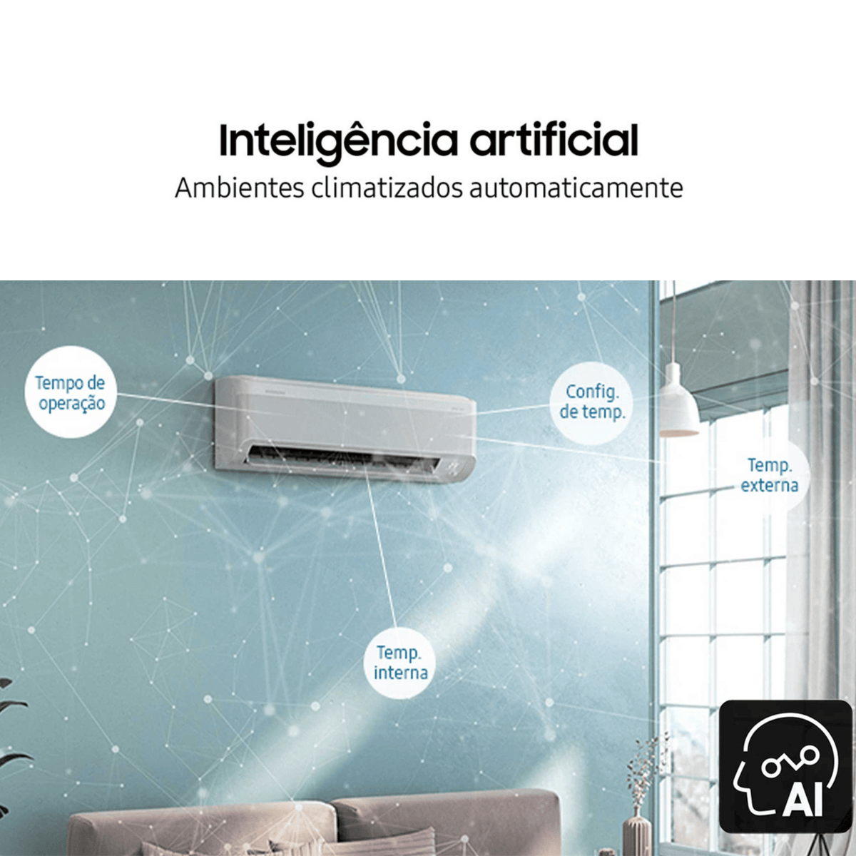 Ar-Condicionado Split Inverter Samsung 24000 BTUs WindFree AI Wi-fi Frio Branco 220V
