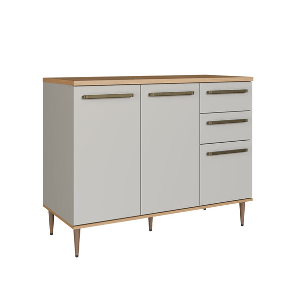 Armário Balcão de Cozinha Isabelle Delmarco 120cm 3 Portas 2 Gavetas Freijó e Arenas