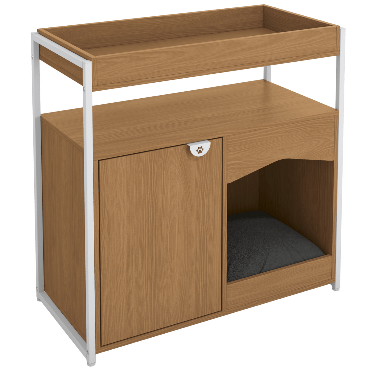 Aparador com Cama Pet LI061 Kappesberg 90cm 1 Porta Canela e Branco