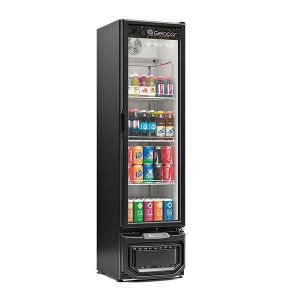 Expositora Vertical de Bebidas Gelopar 228L Porta de Vidro GPTU-230 PR Preto 220V