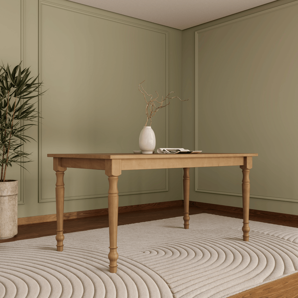 Mesa Retangular Rubi Finestra 160x90cm Pés Torneados Freijó