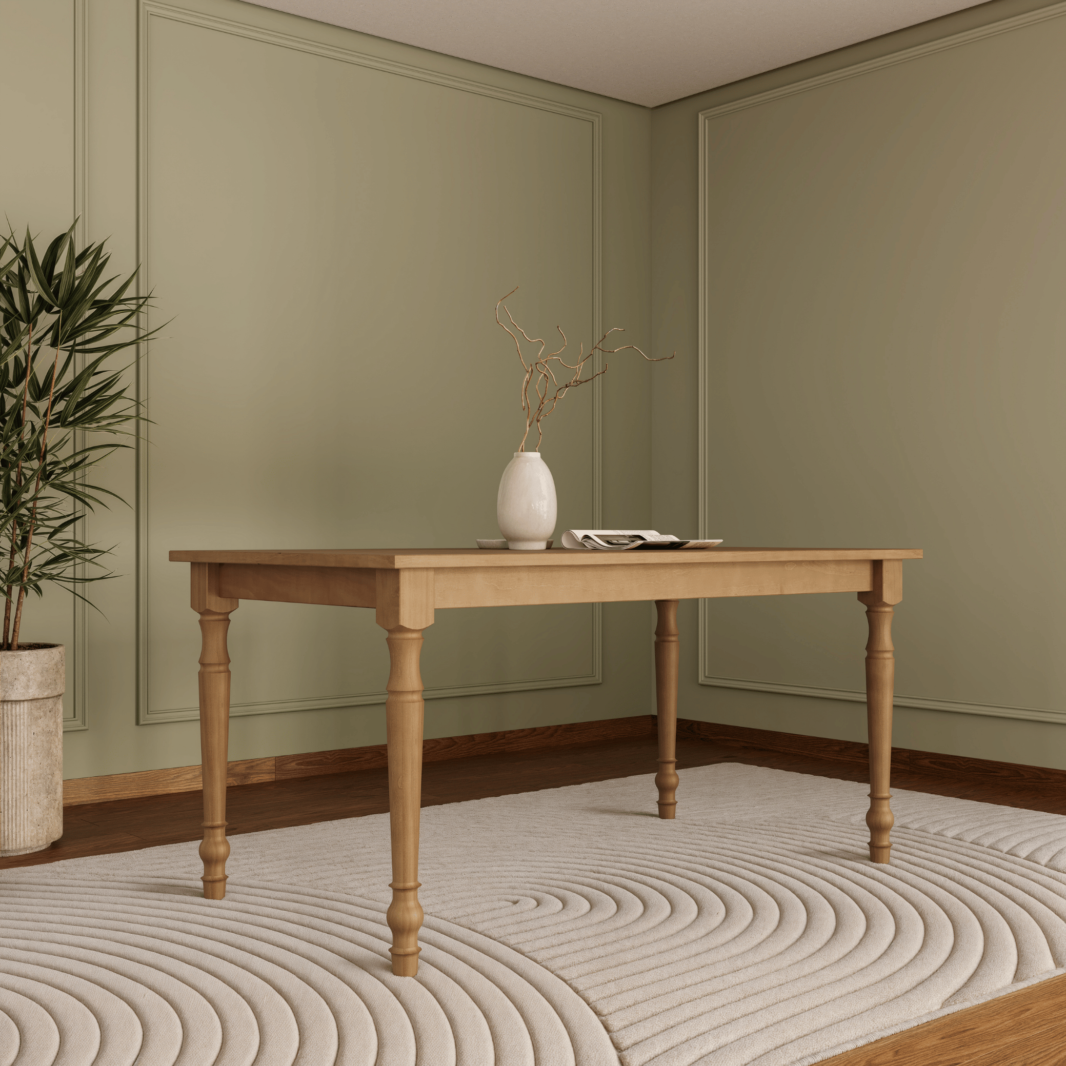 Mesa Retangular Rubi Finestra 160x90cm Pés Torneados Freijó