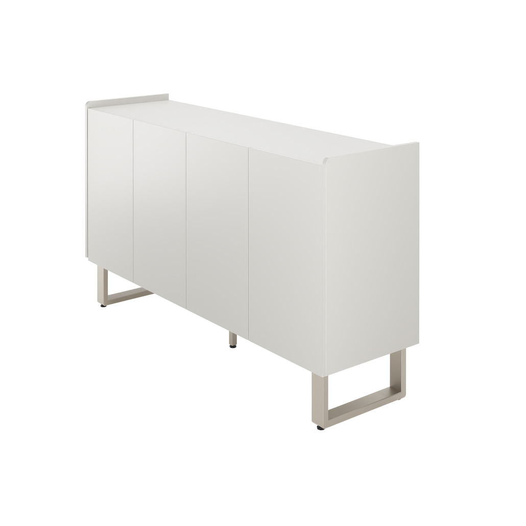 Balcão Buffet Arcadia Província 137cm 4 Portas Off White e Champanhe