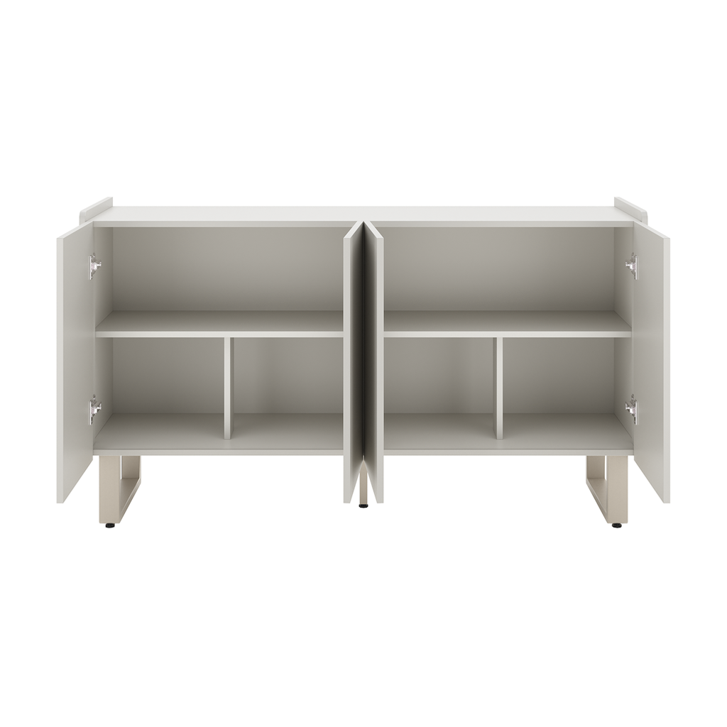 Balcão Buffet Arcadia Província 137cm 4 Portas Off White e Champanhe
