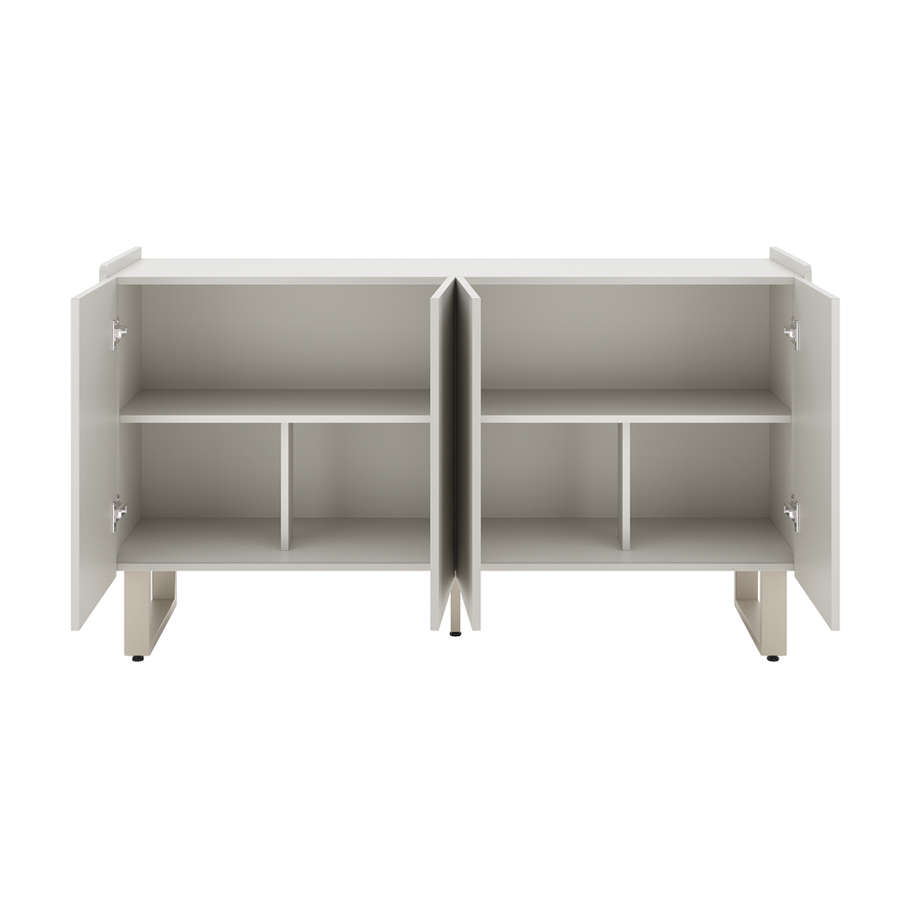 Balcão Buffet Arcadia Província 137cm 4 Portas Off White e Champanhe