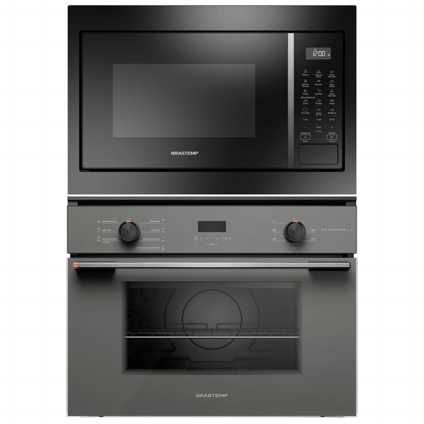 Kit Brastemp de Embutir Forno Elétrico 47L+Micro-ondas 32L Cinza e Preto 220V