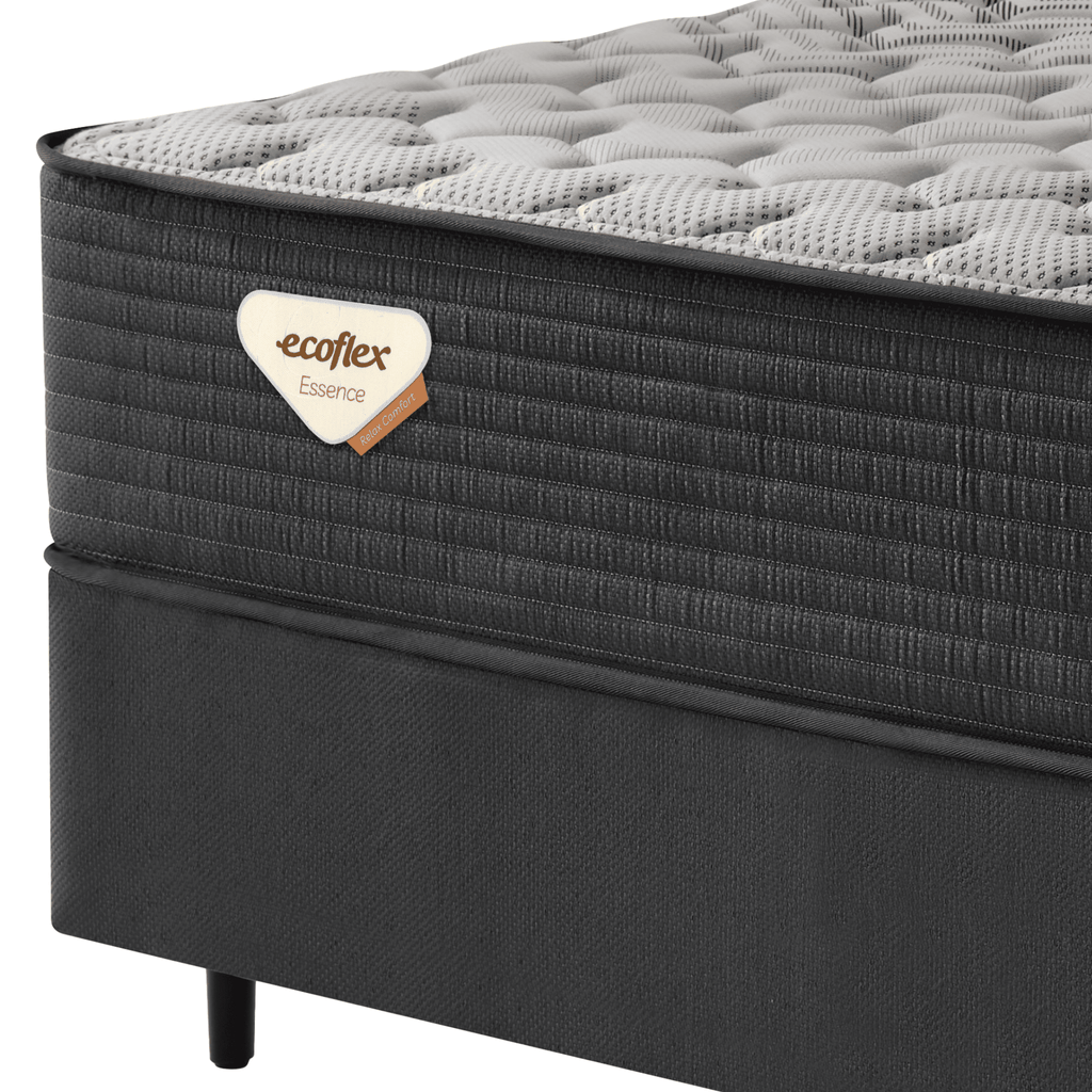 Conjunto Cama Box Solteiro King  Relax Comfort Ecoflex 120x198x66cm Molas Ensacadas Grafite