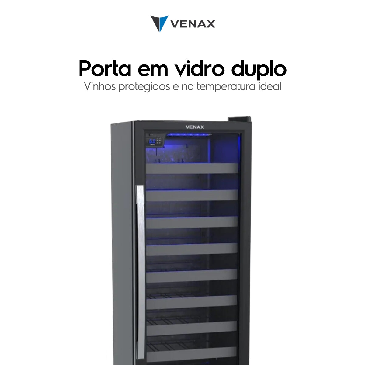 Adega Venax 50 Garrafas Piubella 1 Porta 13703 Preto 220V