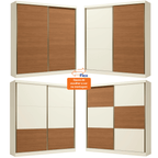 Roupeiro T592 Kappesberg 220cm 2 Portas Correr Flex Off White e Canela