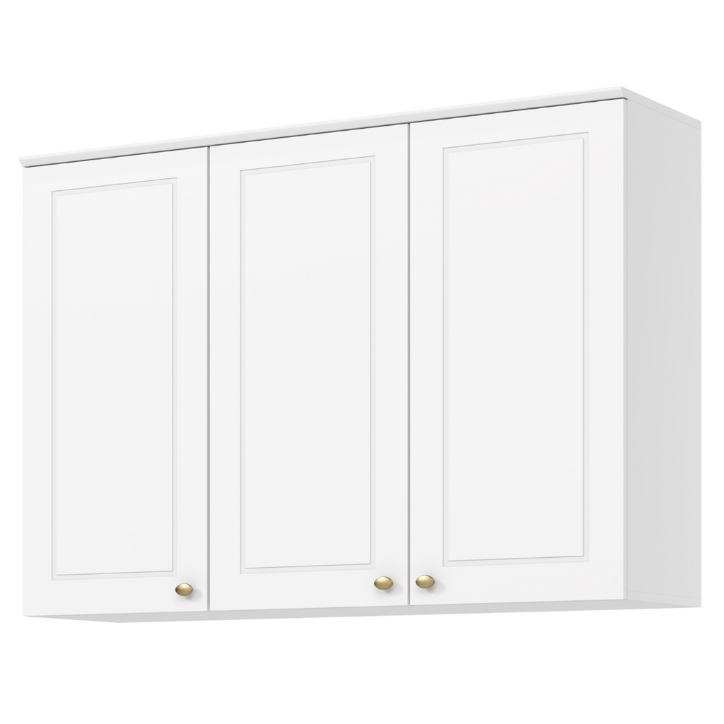 Armário Aéreo de Cozinha Americana Henn 100% MDF 3 Portas 120cm Branco HP