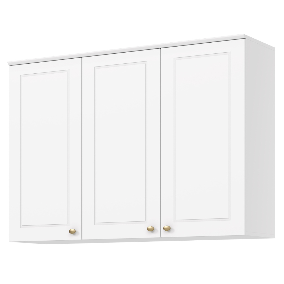 Armário Aéreo de Cozinha Americana Henn 100% MDF 3 Portas 120cm Branco HP